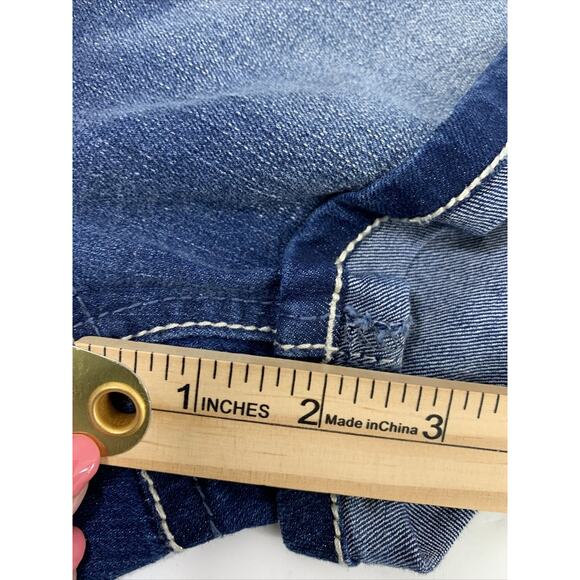 Wallflower Denim Shorts Junior 5 Blue Jean 2.5" Inseam Roll Up Flap Back Pockets - Picture 8 of 9